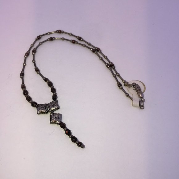 14" Y Design Bronze and Silver Necklace - Picture 7 of 8